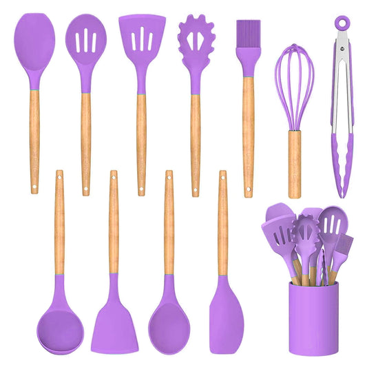 Wooden Handle Silicone Cookware Set of 12