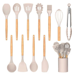 Wooden Handle Silicone Cookware Set of 12