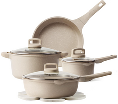 Taupe Pans Set Non Stick, Frying pans with lids, Kitchen Essentials Pot and Pan
