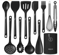 High-Heat Silicone Cooking Utensil Set (6-Piece, Dishwasher Safe) - Black