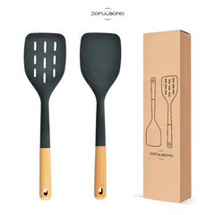 Gray Wood Handle Silicone Non-Stick Cookware 2 Pieces.