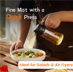 Glass Olive Oil Sprayer  - 2 in 1 Olive Oil Dispenser for Kitchen Gadgets, Air Fryer, Salad, and BBQ
