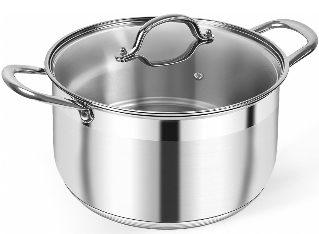 Stainless Steel Stock Pot  with Visible Lid ,Nonstick Thick Bottom Big Stockpot, Deep Cookware for Canning Boiling