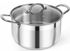 Stainless Steel Stock Pot  with Visible Lid ,Nonstick Thick Bottom Big Stockpot, Deep Cookware for Canning Boiling