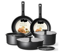 Pots and Pans Nonstick Cookware Set with Removable Handles, Oven Safe, Black